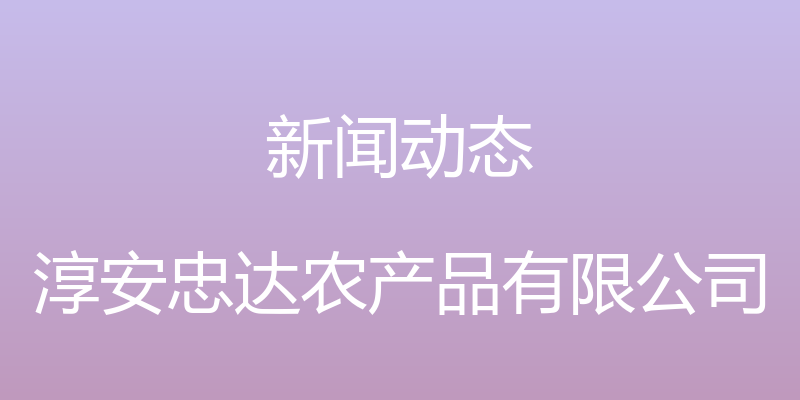 新闻动态 - 淳安忠达农产品有限公司